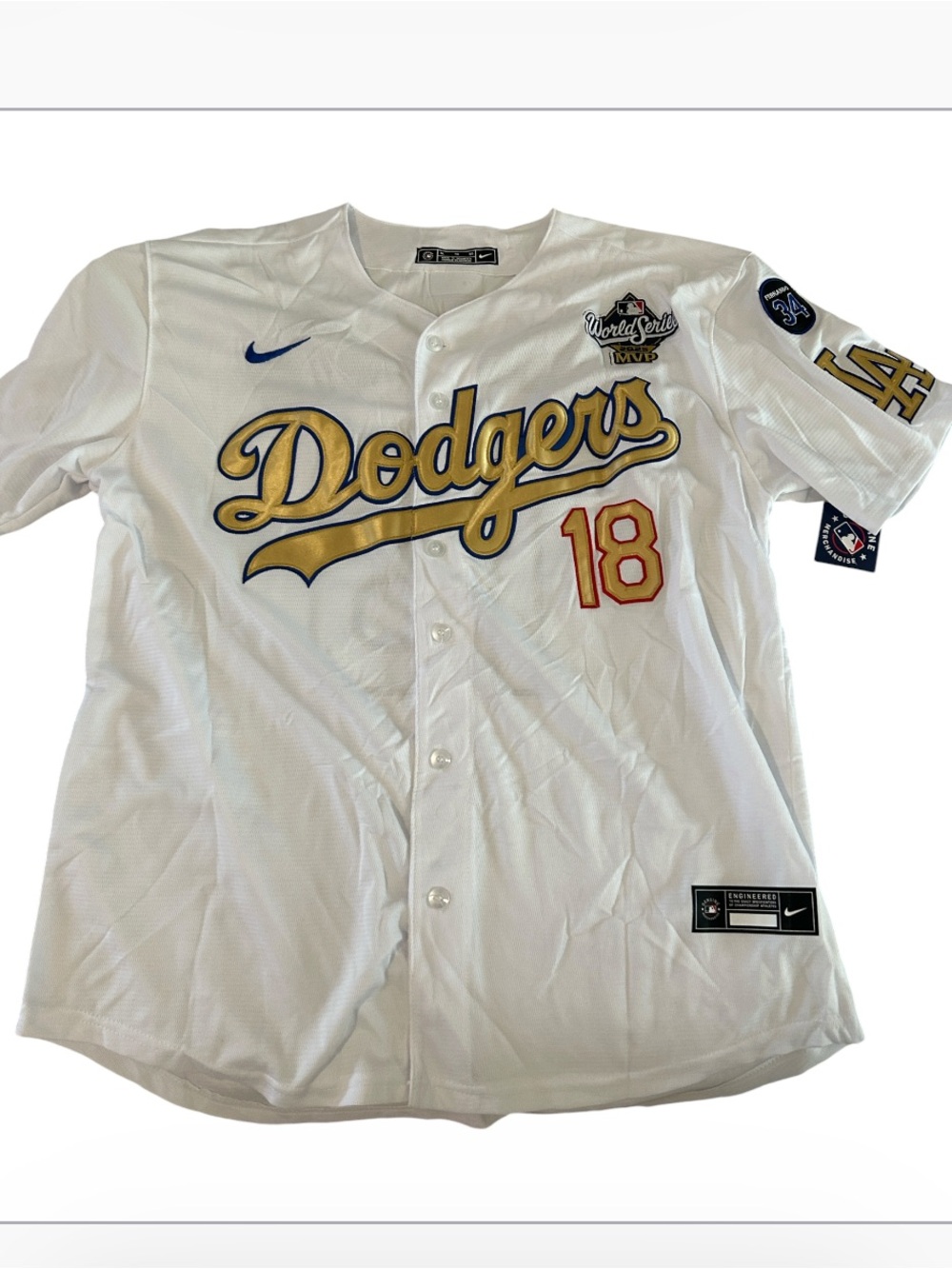 Nike Dodgers Jersey Yamamoto 18, White/Gold, size XL, NWT